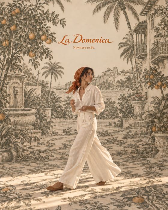 Mujer caminando frente a un toile