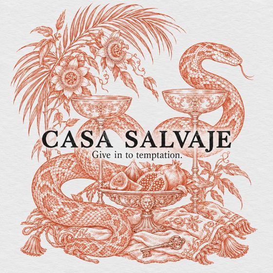Grabado: una serpiente y copas