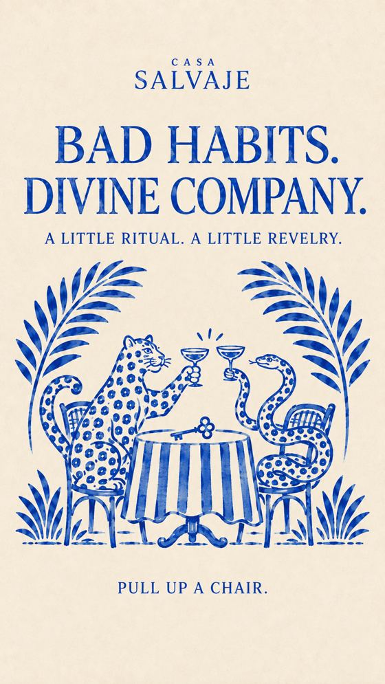 Ilustración azul: Bad habits, divine company