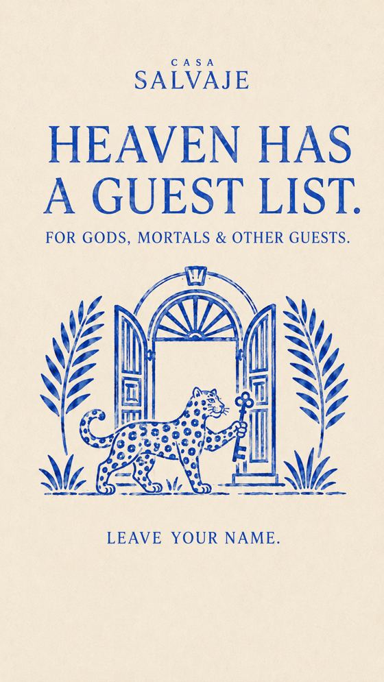 Ilustración azul: Heaven has a guest list