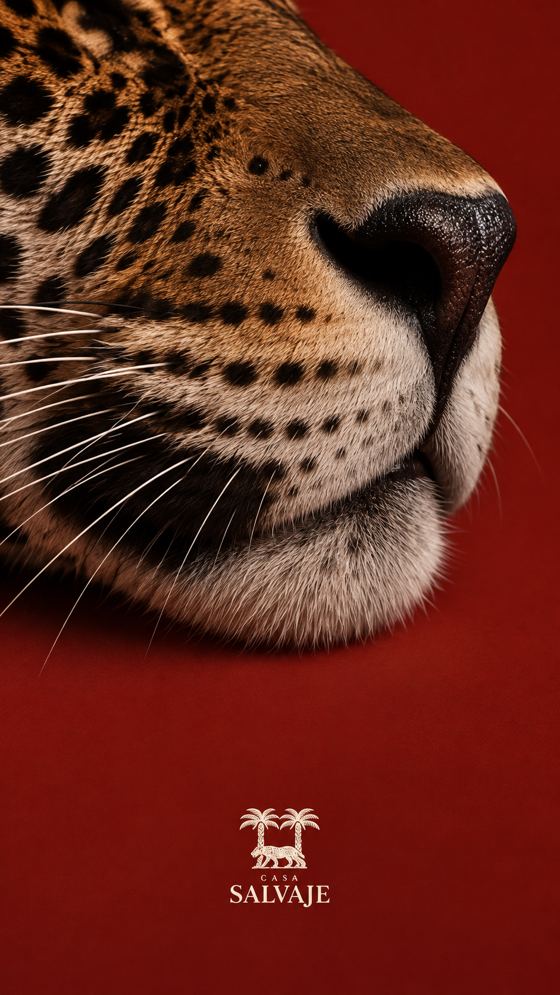 Hocico de jaguar sobre rojo
