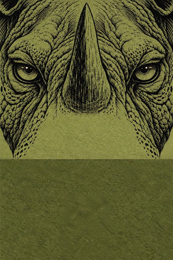 Ojos de rinoceronte sobre verde