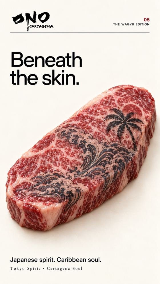 Wagyu tatuado con palmas