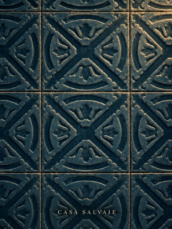 Azulejo azul en relieve
