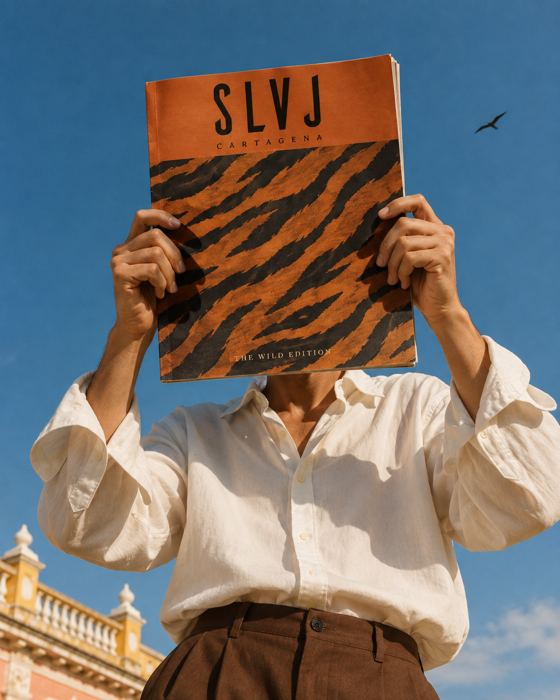 Hombre leyendo la revista SLVJ de tigre